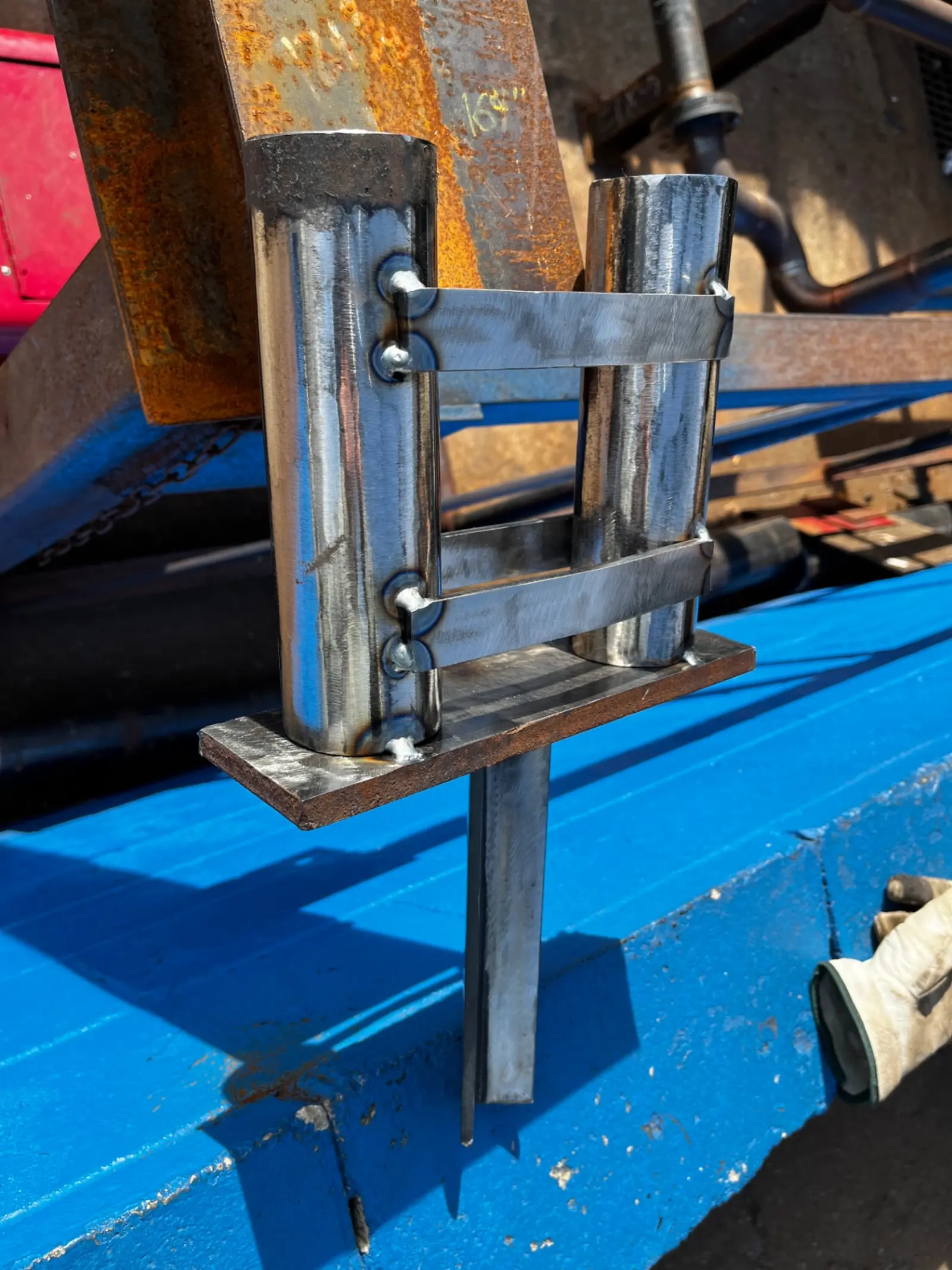 Custom fabricated steel bracket assembly