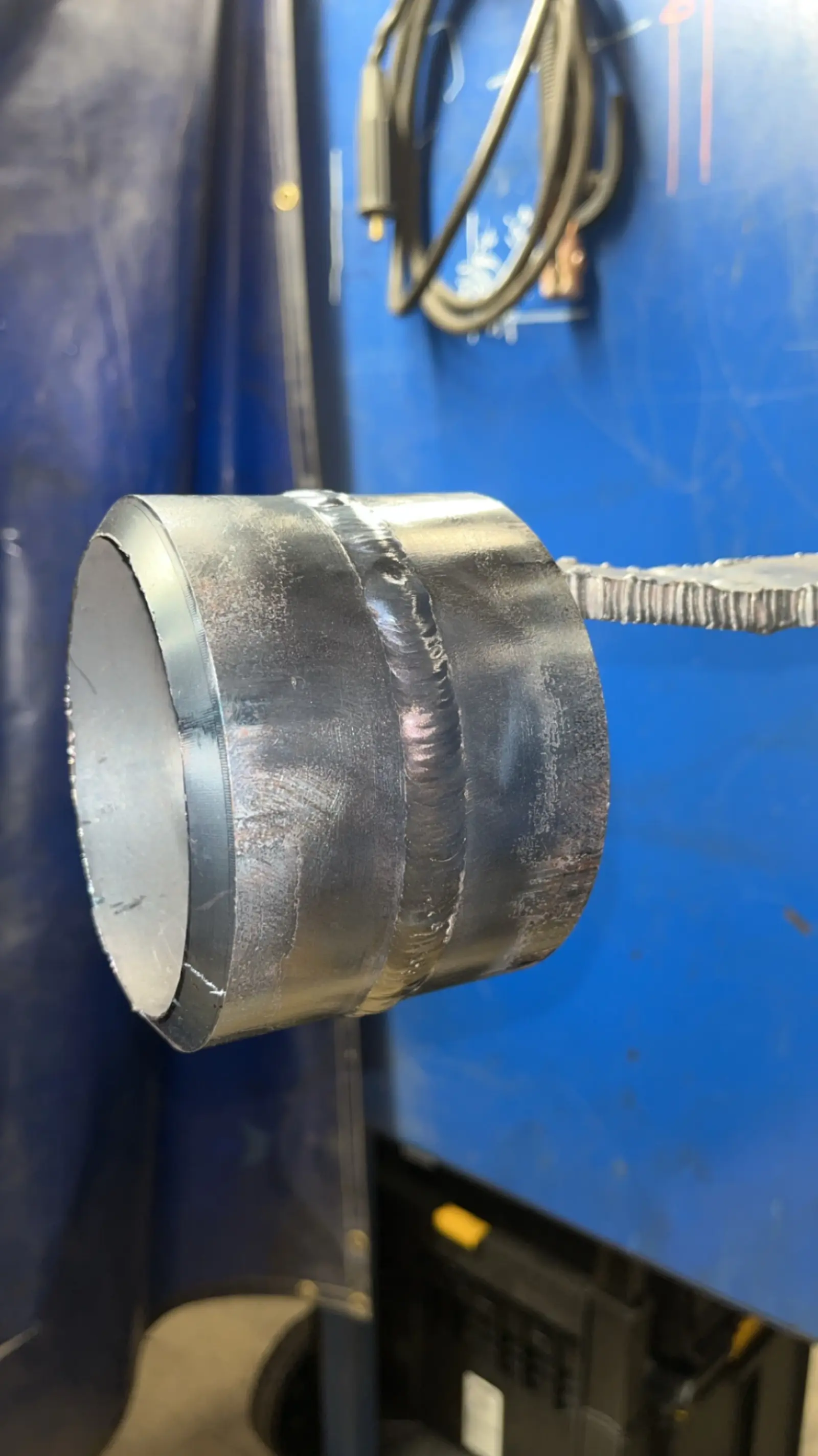 TIG weld on a capped steel pipe